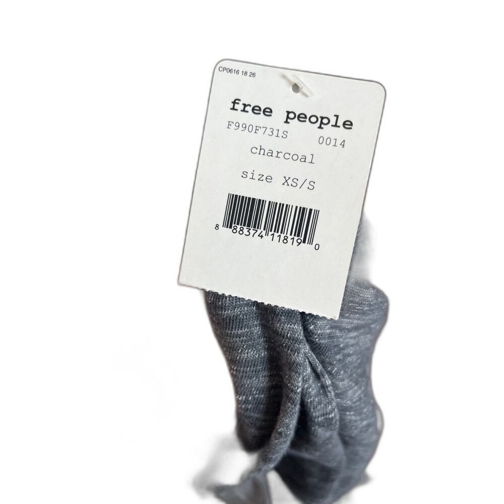 Free People 100% Cotton Gray Oversized Funnel Neck Cowl Pullover Sz XS/S NWT - Picture 6 of 8